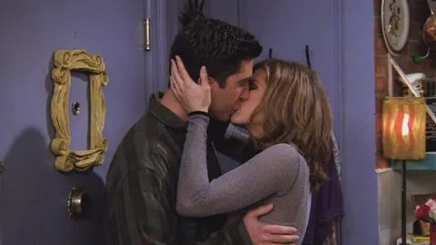 Ross & Rachel Friends' Ross and Rachel kissing by the iconic purple door