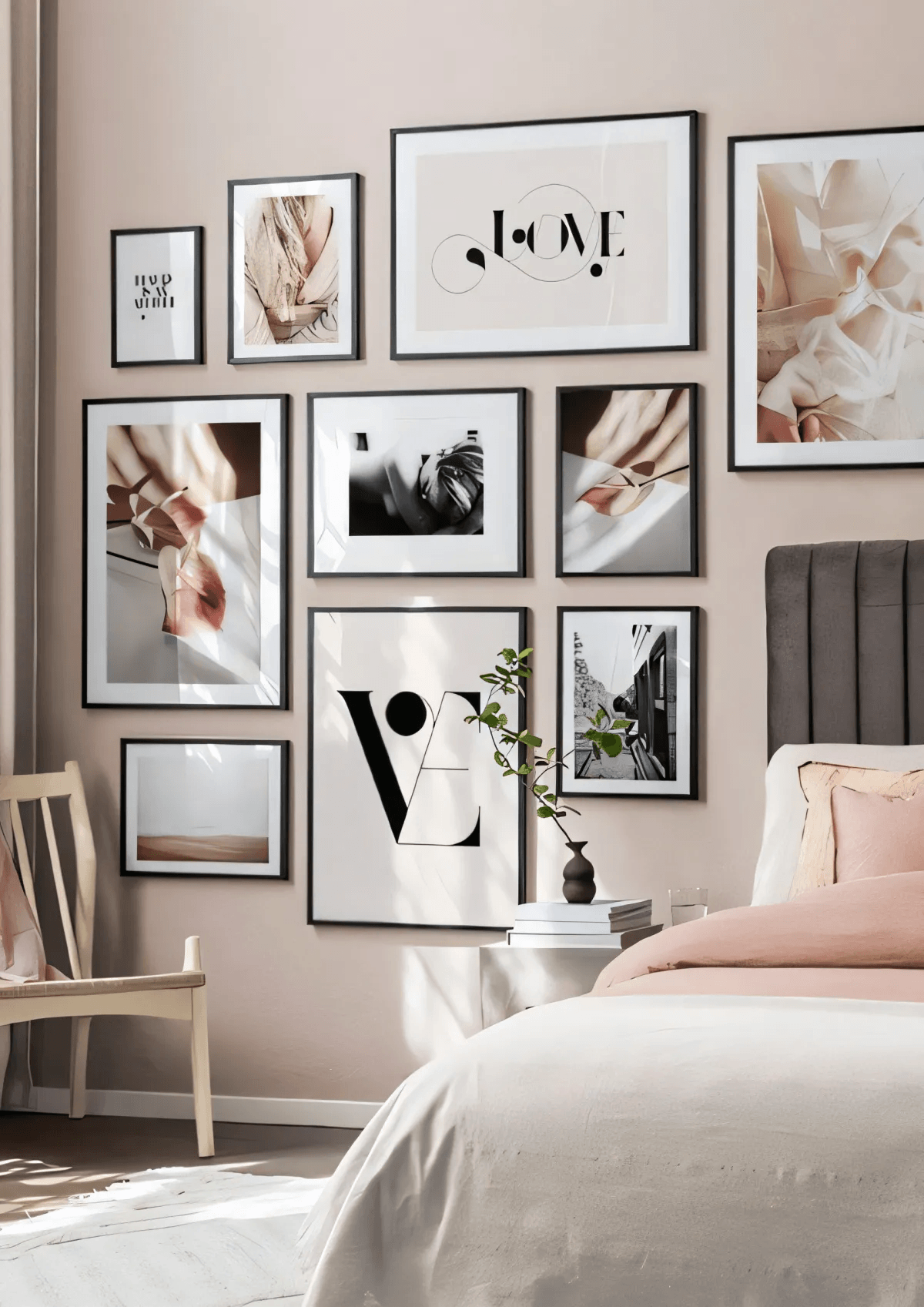 Bedroom gallery wall budget decoration