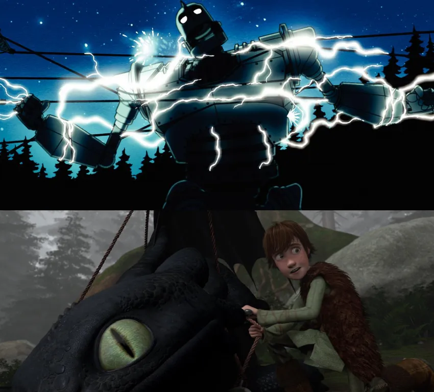 Giant being electrocuted and Toothless being saved by Hiccup the iron giant being electrocuted The Iron Giant and hiccup saving toothless How to train your dragon
