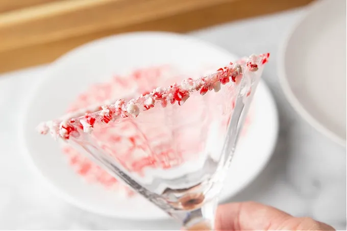 Borde de menta Peppermint rimmed martini glass