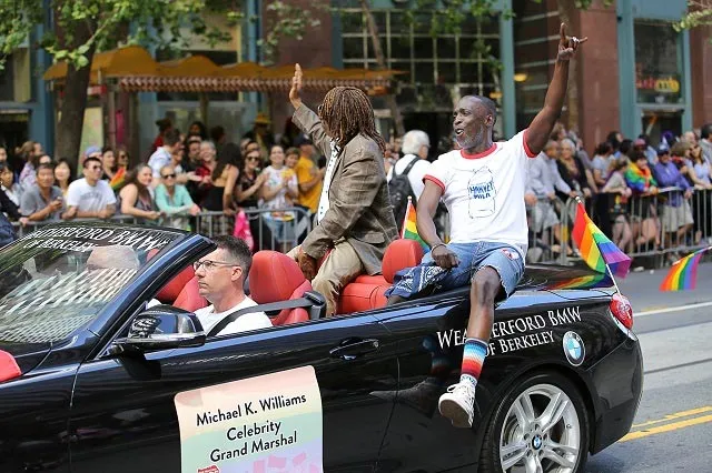 Michael K. Williams in SF Pride Parade Michael K. Williams riding in Pride Parade