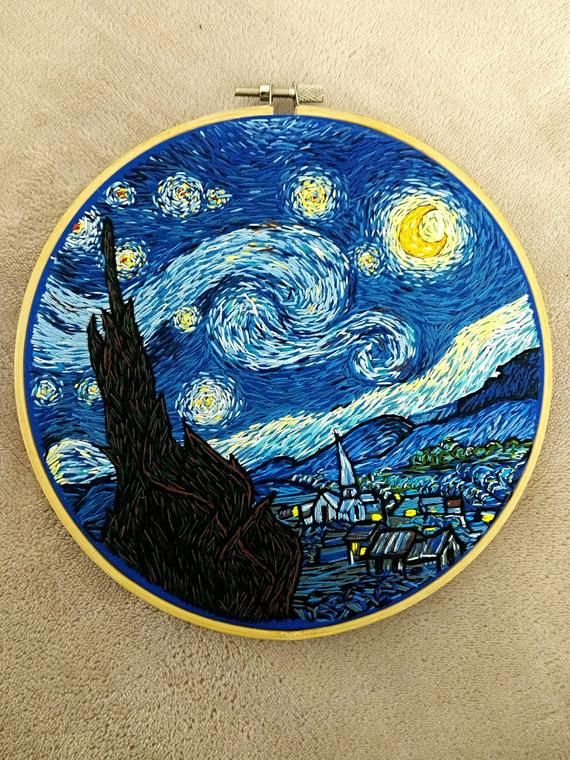 Starry Night decor Starry Night embroidery, French designs and themed things for decor