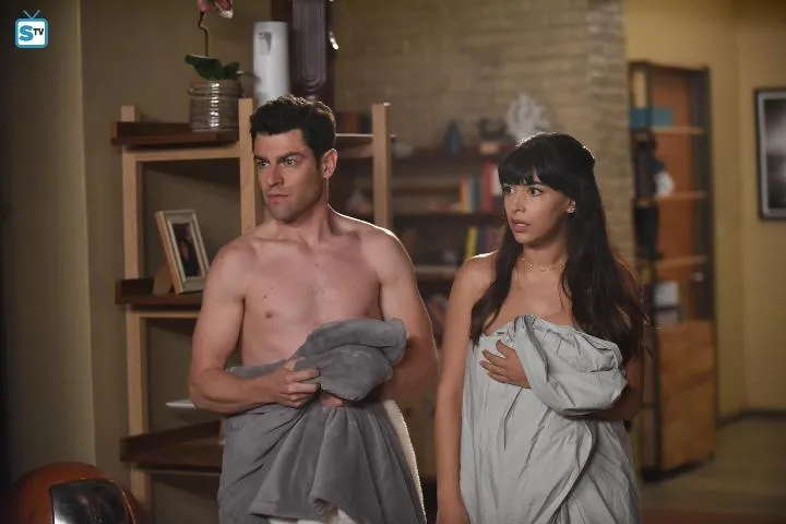 Schmidt & Cece New Girl's Schmidt & Cece wrapped in blankets