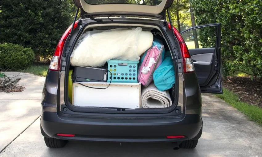 packing and moving boxes back of suv honda