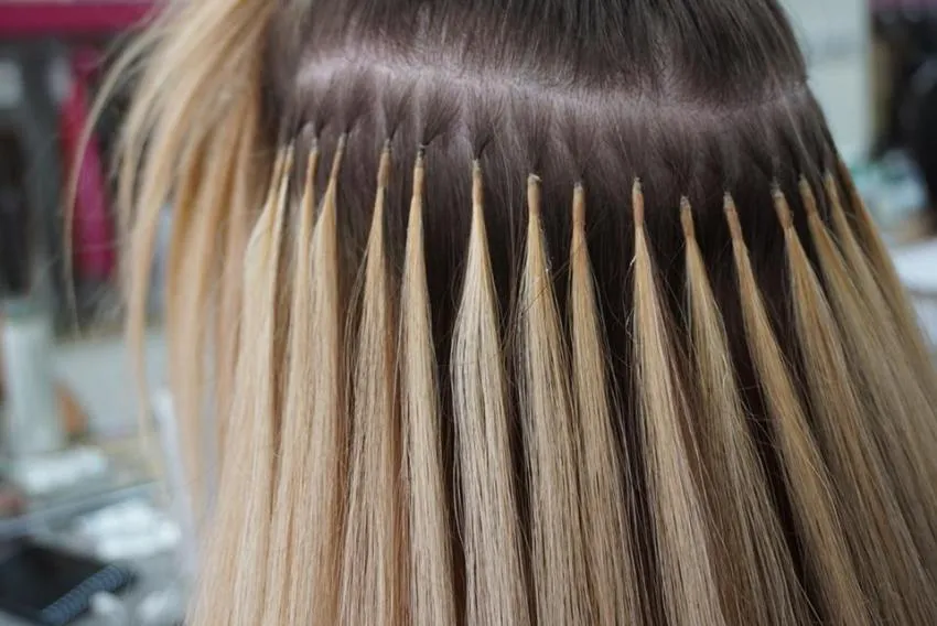Keratin Fusion Hair Extensions Attached