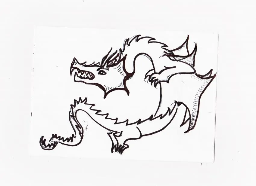 Smaug, the dragon A black and white drawing of a dragon