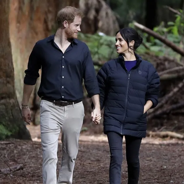 Harry and Meghan together in forest