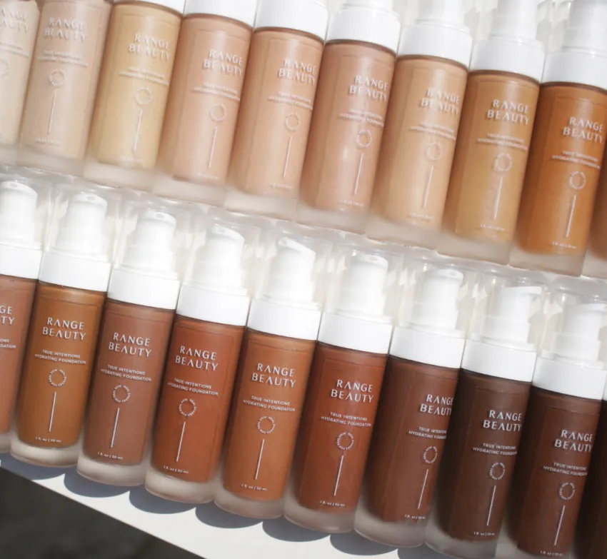 a range of vegan foundation shades