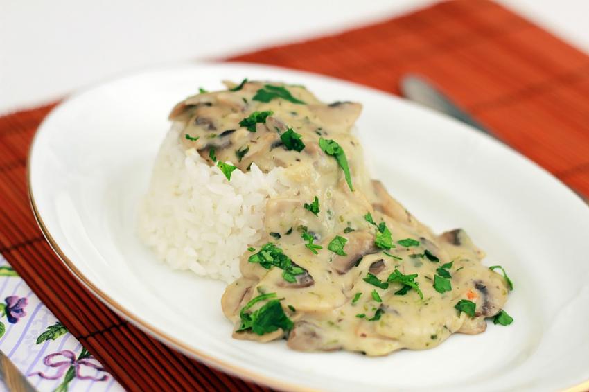 Mushroom Onigiri Mushroom Sauce on an Onigiri Style Rice Ball