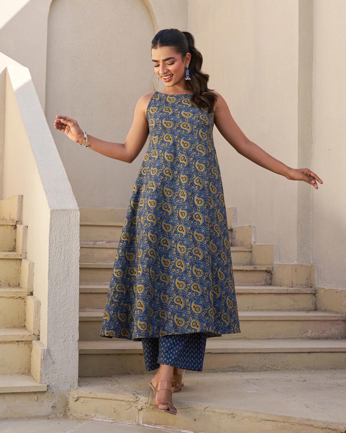 Shop Handblock Kurta Set For Women Online – Guleri by Guleri