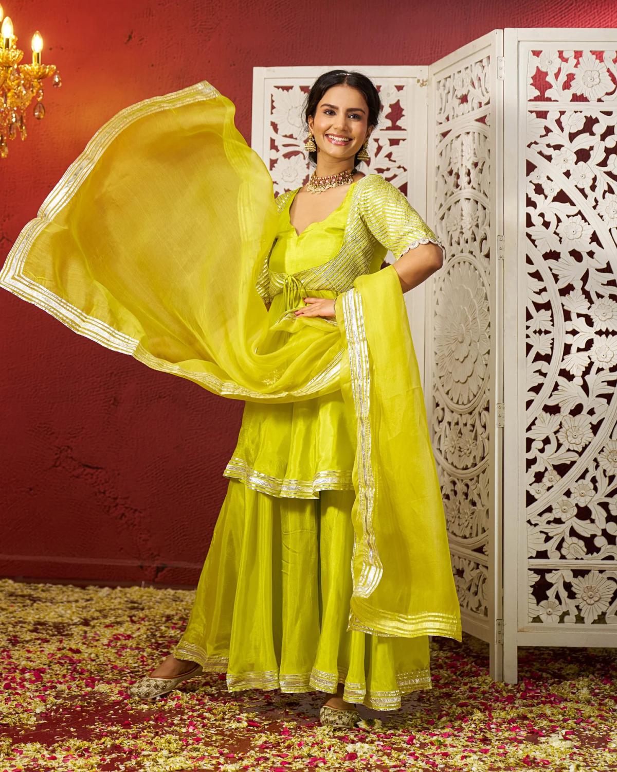 Shop Silk Gotapatti Sharara Set Online In India by Guleri