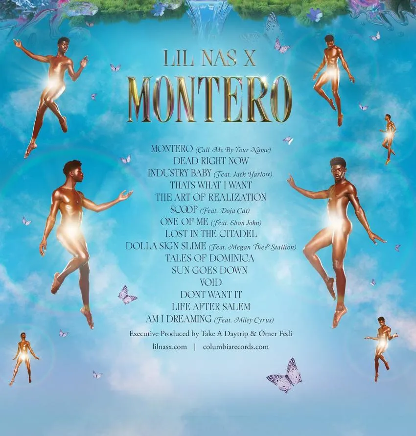 Lil Nas X Montero album The back cover of Montero