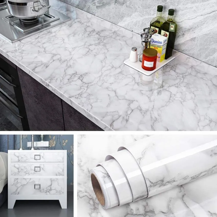 marble contact paper decorating on budget