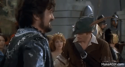 robin hood men in tights challenges gisbourne to a duel