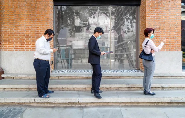 Stand 6 feet apart to prevent catching covid-19