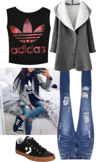 casual outfit inspirations with Bleach Wash Shredded Jeans - Adidas Girl casual outfit inspirations with Bleach Wash Shredded Jeans - Adidas Girl