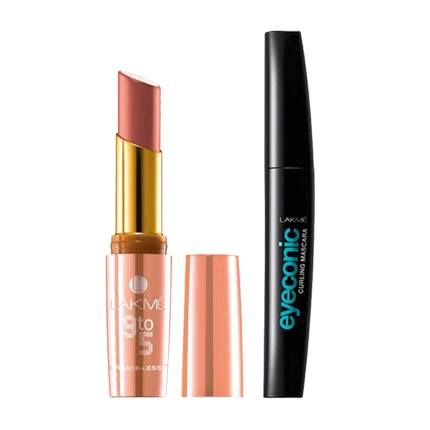 shop online Lakme 9 to 5 Crease-less Creme Lipstick - CP5 Salmon State + Lakme Eyeconic Curling Mascara - Black shop online Lakme 9 to 5 Crease-less Creme Lipstick - CP5 Salmon State + Lakme Eyeconic Curling Mascara - Black
