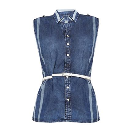 shop DEAL JEANS Striped High-Low Shirt with Detachable Belt online shop DEAL JEANS Striped High-Low Shirt with Detachable Belt online