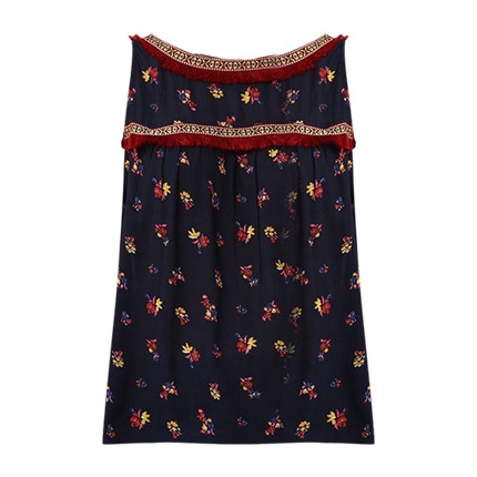 shop RENA LOVE Sleeveless Floral Print Top with Fringed Trims online shop RENA LOVE Sleeveless Floral Print Top with Fringed Trims online