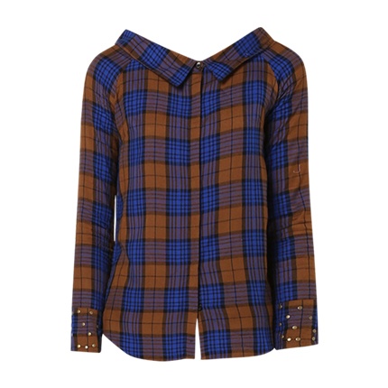 shop AJIO Checked Shirt with Embellished Cuffs online shop AJIO Checked Shirt with Embellished Cuffs online