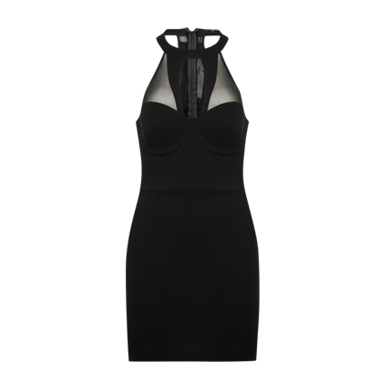 shop online Knitted Bodycon Dress with Mesh Panels shop online Knitted Bodycon Dress with Mesh Panels