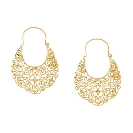 shop online Gold Plated Filigree Hoop Earrings shop online Gold Plated Filigree Hoop Earrings