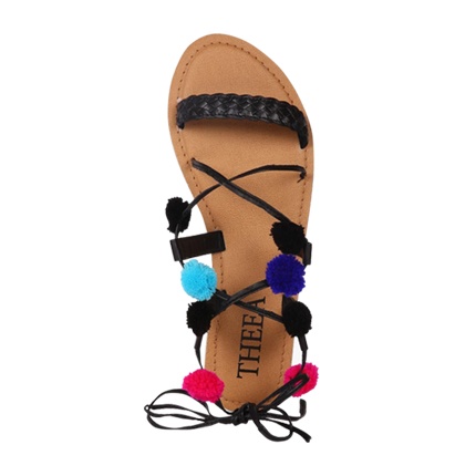 shop online Genuine Leather Flats with Pom-Poms shop online Genuine Leather Flats with Pom-Poms