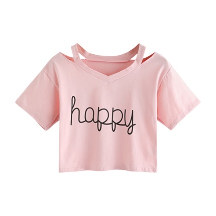 shop online Cut Out Neck Letter Print Crop Tee shop online Cut Out Neck Letter Print Crop Tee