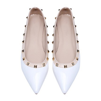 shop online White Pointed Toe Studded Flats shop online White Pointed Toe Studded Flats