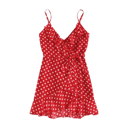 shop Ruffle Trim Polka Dot Cami Dress online shop Ruffle Trim Polka Dot Cami Dress online