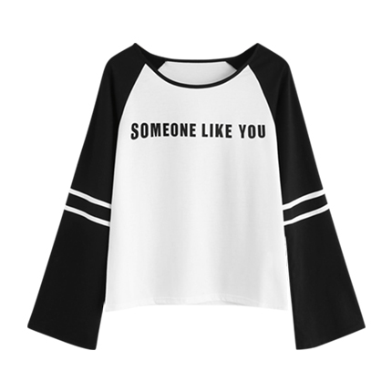 shop online Striped Raglan Sleeve Printed Top shop online Striped Raglan Sleeve Printed Top
