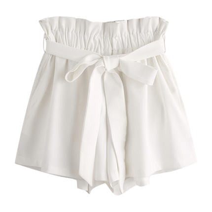 frill waist self tie shorts