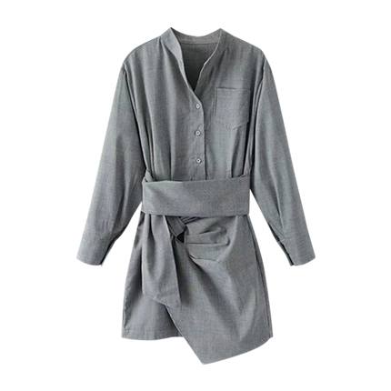 shop online Self Tie Asymmetrical Plaid Shirt Dress shop online Self Tie Asymmetrical Plaid Shirt Dress