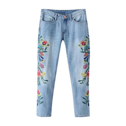 shop online Flower Embroidered Jeans shop online Flower Embroidered Jeans