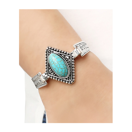 shop Oval Turquoise Set-in Carved Bracelet online shop Oval Turquoise Set-in Carved Bracelet online