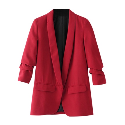 shop online Ruched Sleeve Shawl Collar Tailored Blazer shop online Ruched Sleeve Shawl Collar Tailored Blazer