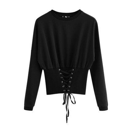 shop online Grommet Lace Up Wide Hem Sweatshirt shop online Grommet Lace Up Wide Hem Sweatshirt