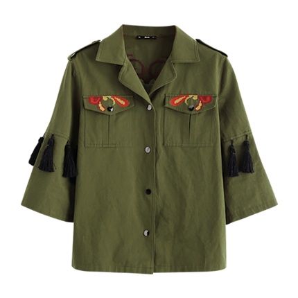 shop online Knot Tassel Trim Embroidered Utility Jacket shop online Knot Tassel Trim Embroidered Utility Jacket