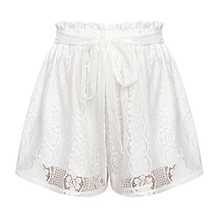 self tie waist frill trim shorts
