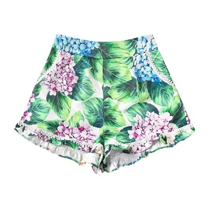 shop SHEIN Frill Hem Flower Print Shorts online shop SHEIN Frill Hem Flower Print Shorts online