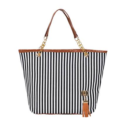 shop Contrast Stripe Tassel Detail Tote Bag online shop Contrast Stripe Tassel Detail Tote Bag online