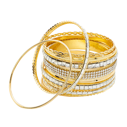 shop online Rhinestone Embellished Charm Bangle Bracelet Set shop online Rhinestone Embellished Charm Bangle Bracelet Set