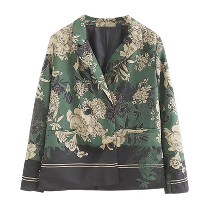 shop online Striped Hem Floral Blazer shop online Striped Hem Floral Blazer