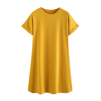 shop Rolled Sleeve Basic Tee Dress online shop Rolled Sleeve Basic Tee Dress online