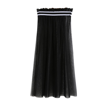shop online Contrast Tape Frill Waist Mesh Skirt shop online Contrast Tape Frill Waist Mesh Skirt