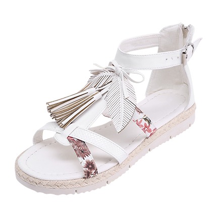 shop online Tassel & Leaf Detail PU Sandals With Bow shop online Tassel & Leaf Detail PU Sandals With Bow