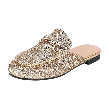 shop online Metal Detail Glitter Overlay Flat Mules shop online Metal Detail Glitter Overlay Flat Mules