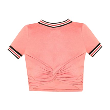 shop SHEIN Striped Trim Twist Hem Tee online shop SHEIN Striped Trim Twist Hem Tee online