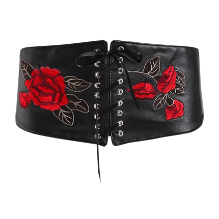 shop Rose Embroidery Criss Cross Corset Belt online shop Rose Embroidery Criss Cross Corset Belt online