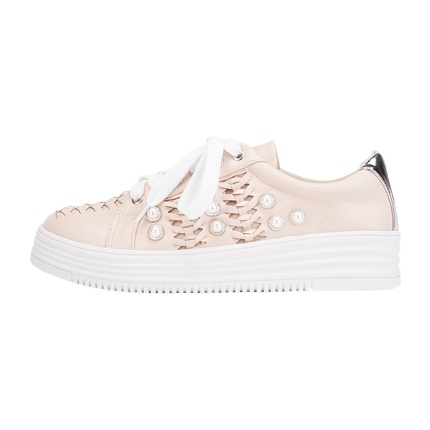 shop Faux Pearl Detail Lace Up Sneakers online shop Faux Pearl Detail Lace Up Sneakers online